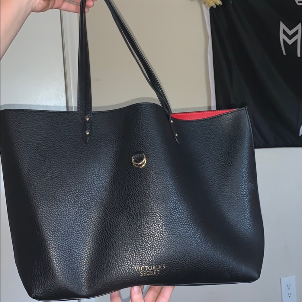 Black Leather Victoria Secret Tote Purse
